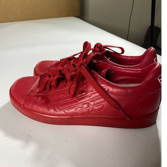 Emporio Armani EA7 Red Leather Trainers Sneakers Men\'s Size 7 main image 8